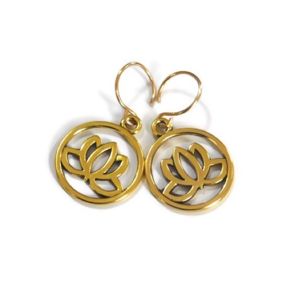 3 x gold lotus flower earrings
